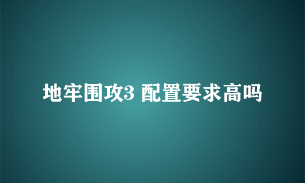 地牢围攻3 配置要求高吗