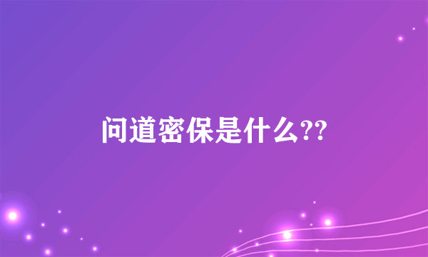 问道密保是什么??