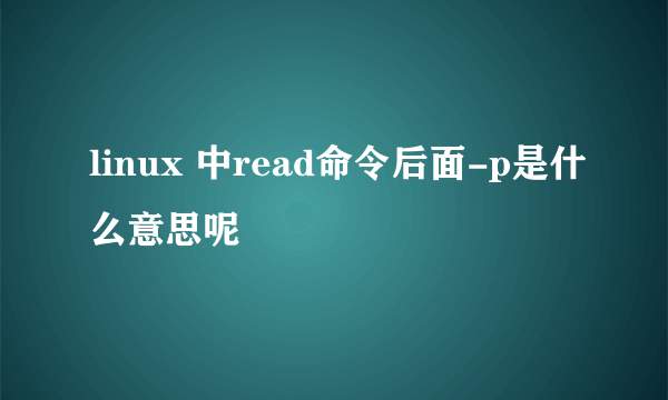 linux 中read命令后面-p是什么意思呢