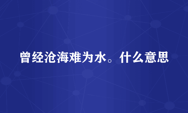 曾经沧海难为水。什么意思