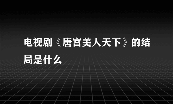 电视剧《唐宫美人天下》的结局是什么