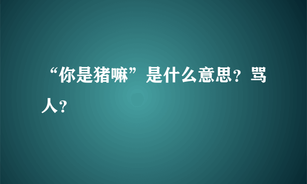 “你是猪嘛”是什么意思？骂人？