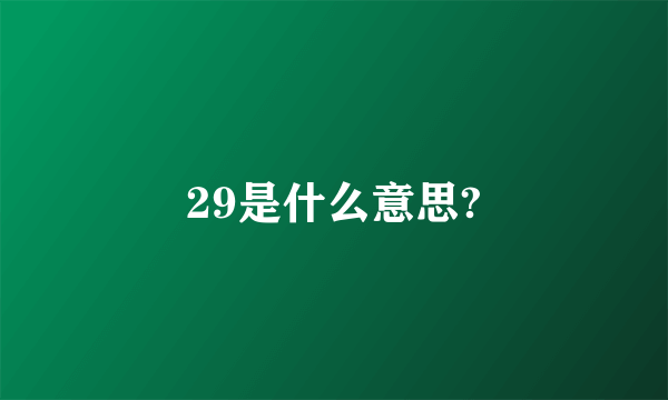 29是什么意思?