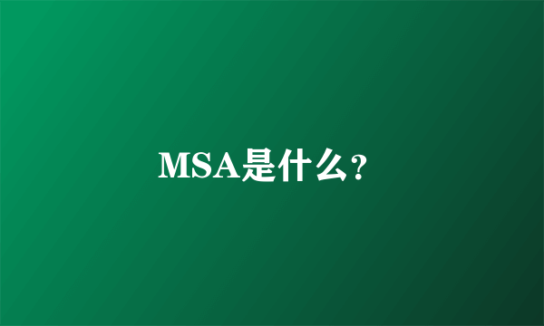 MSA是什么？