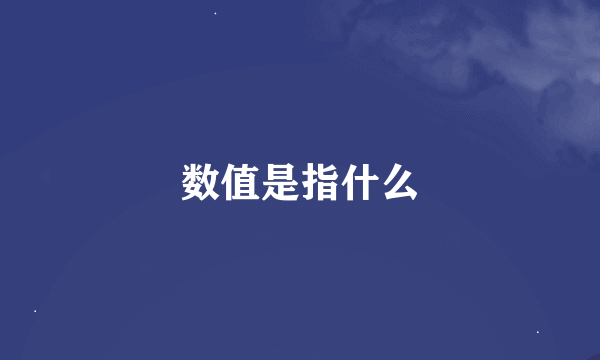 数值是指什么