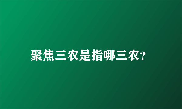 聚焦三农是指哪三农？