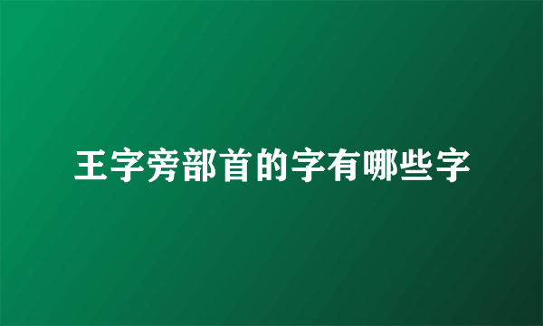 王字旁部首的字有哪些字