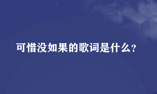 可惜没如果的歌词是什么？