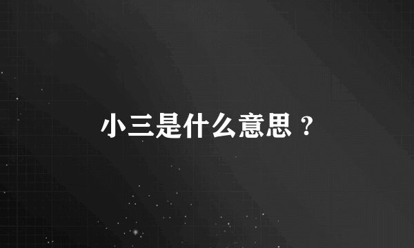 小三是什么意思 ?