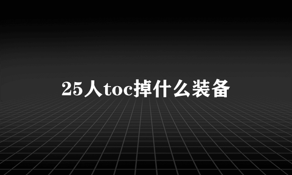 25人toc掉什么装备