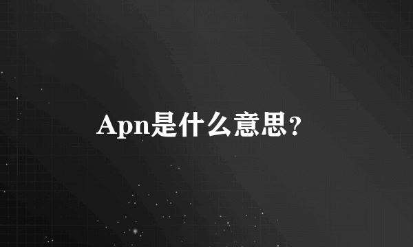 Apn是什么意思？