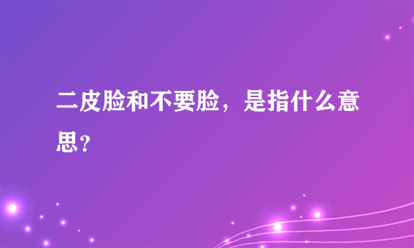 二皮脸和不要脸，是指什么意思？