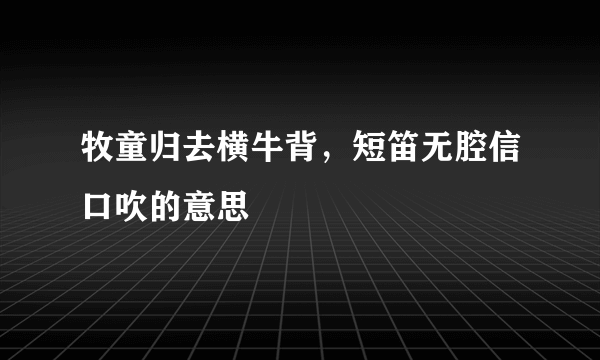 牧童归去横牛背，短笛无腔信口吹的意思