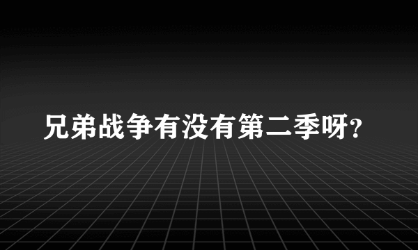 兄弟战争有没有第二季呀？