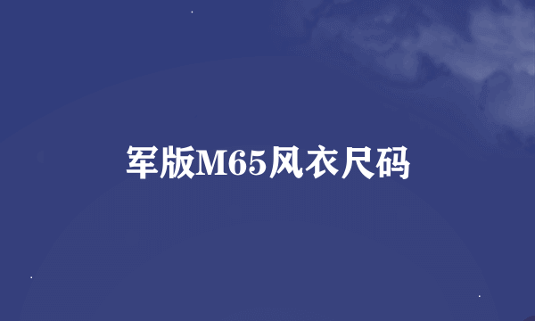 军版M65风衣尺码