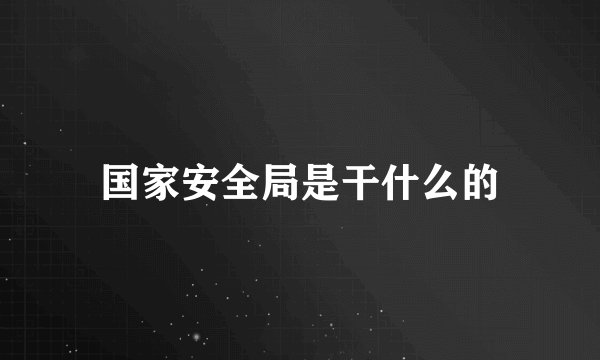 国家安全局是干什么的