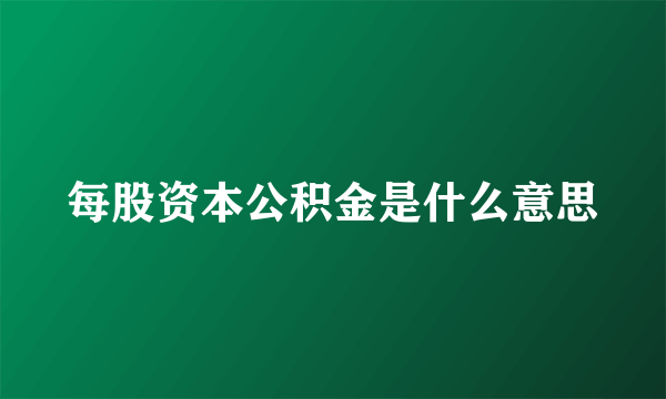 每股资本公积金是什么意思