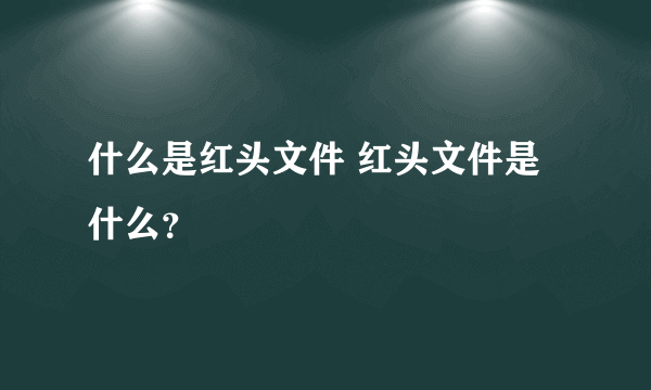 什么是红头文件 红头文件是什么？