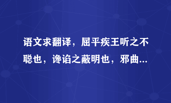 语文求翻译，屈平疾王听之不聪也，谗谄之蔽明也，邪曲之害公也，方正之不容也，故忧愁幽思而作《离骚》。