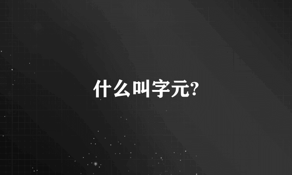 什么叫字元?