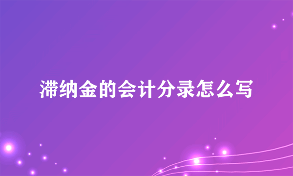 滞纳金的会计分录怎么写