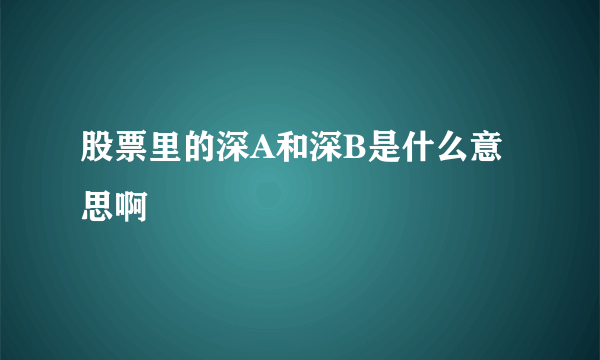 股票里的深A和深B是什么意思啊