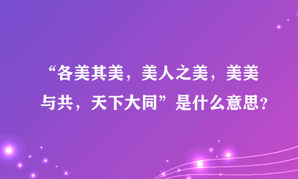 “各美其美，美人之美，美美与共，天下大同”是什么意思？