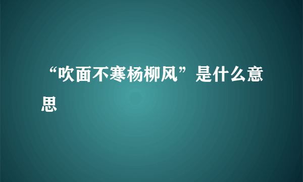 “吹面不寒杨柳风”是什么意思