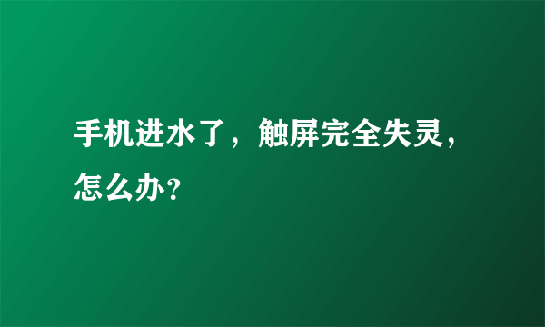 手机进水了，触屏完全失灵，怎么办？