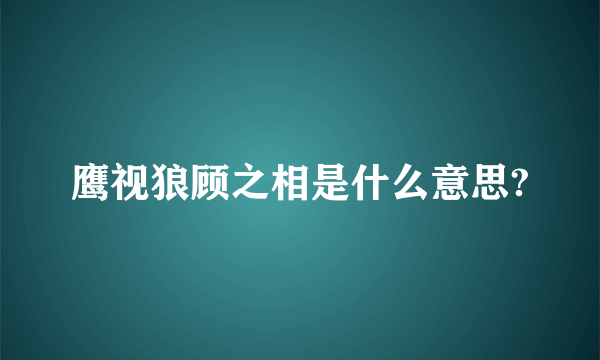 鹰视狼顾之相是什么意思?