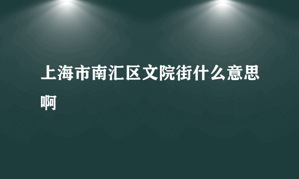 上海市南汇区文院街什么意思啊