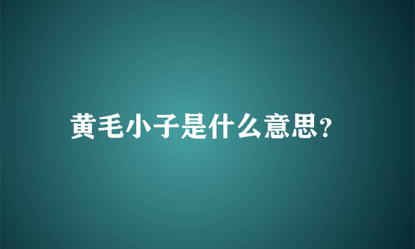 黄毛小子是什么意思？