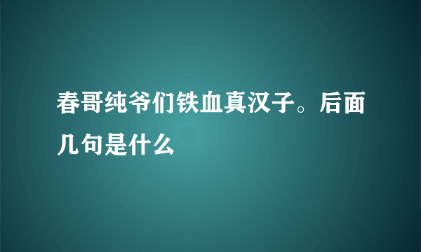 春哥纯爷们铁血真汉子。后面几句是什么