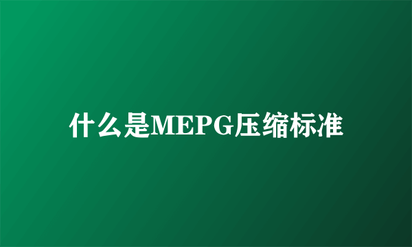 什么是MEPG压缩标准