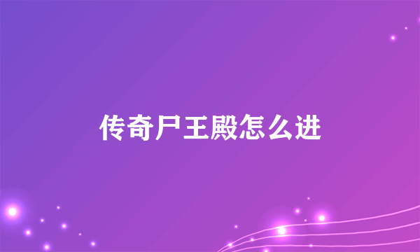 传奇尸王殿怎么进