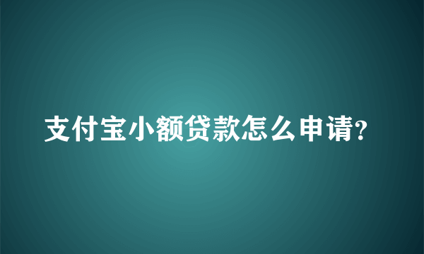 支付宝小额贷款怎么申请？