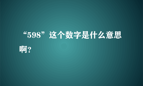 “598”这个数字是什么意思啊？