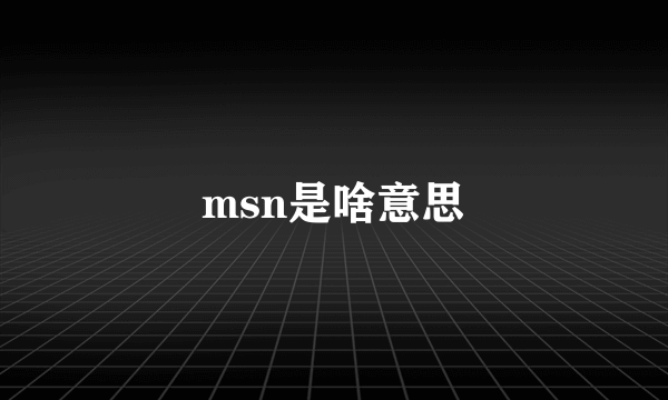 msn是啥意思