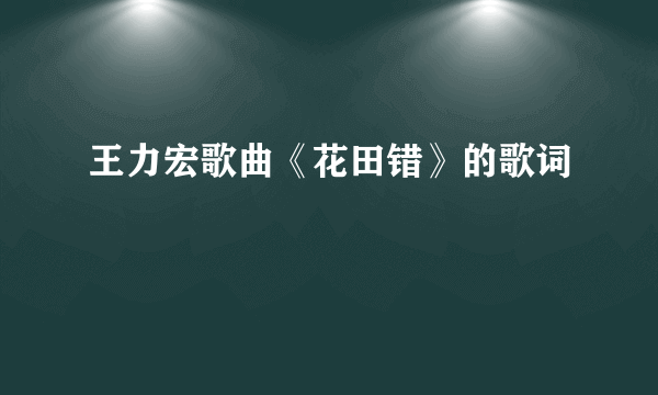 王力宏歌曲《花田错》的歌词