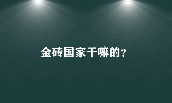 金砖国家干嘛的？