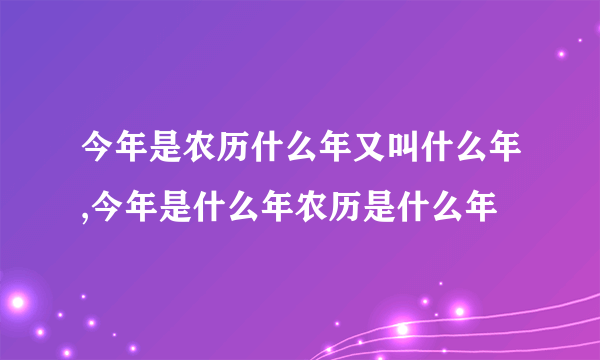 今年是农历什么年又叫什么年,今年是什么年农历是什么年