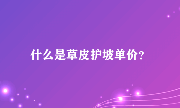 什么是草皮护坡单价？