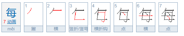 每字的笔顺