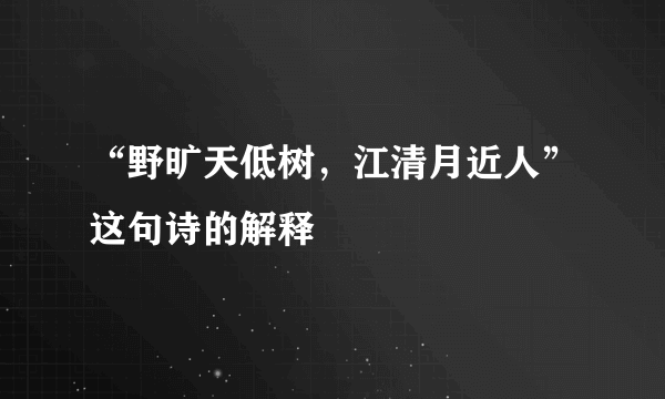 “野旷天低树，江清月近人”这句诗的解释