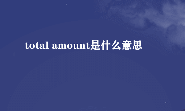 total amount是什么意思