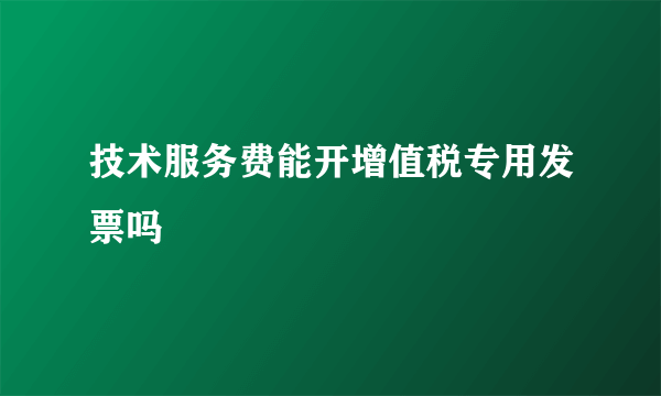 技术服务费能开增值税专用发票吗