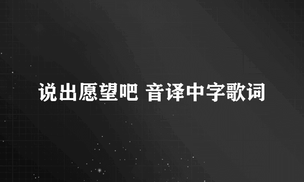 说出愿望吧 音译中字歌词