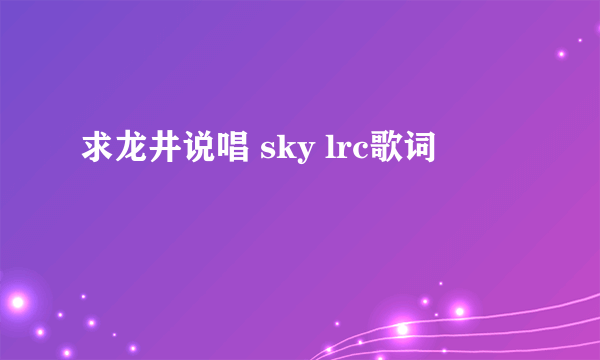 求龙井说唱 sky lrc歌词