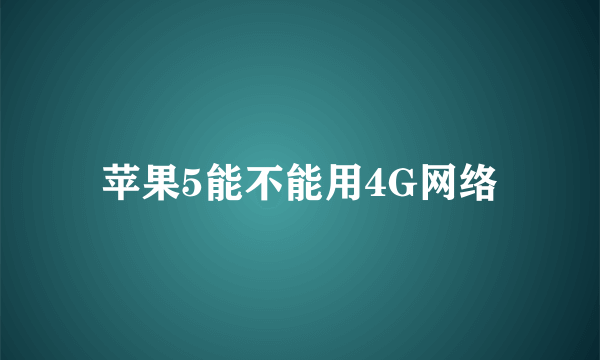 苹果5能不能用4G网络