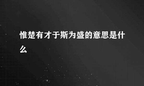 惟楚有才于斯为盛的意思是什么